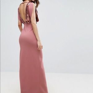 Embellished back and split Scuba Maxi dress